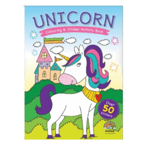 unicorn colouring book with stickers